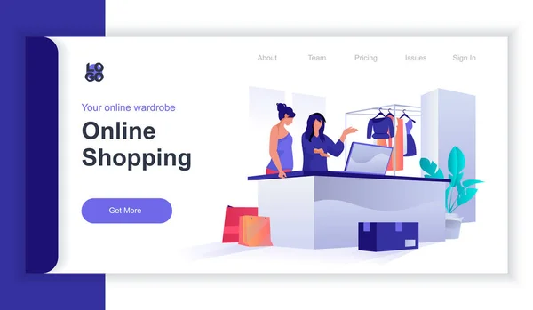 Online Shopping Koncept Isometrisk Web Banner Med Människor Scen Köpare — Stock vektor