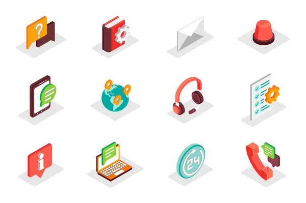 Customer Service Concept Isometric Icons Set Pack Isometry Elements Information — Stock Vector