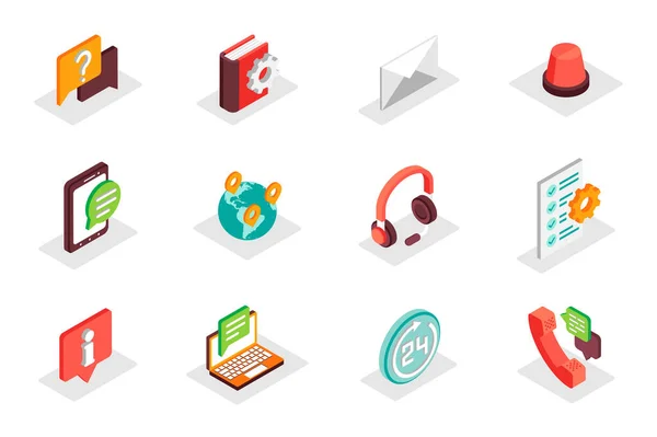 Customer Service Concept Isometric Icons Set Pack Isometry Elements Information — Stockfoto