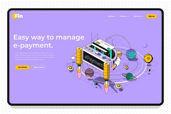 Payment Concept Isometric Outline Landing Page Banking Services Purchases Paying — Archivo Imágenes Vectoriales