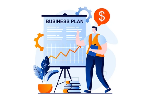 Business Making Concept People Scene Flat Cartoon Design Businessman Develops —  Vetores de Stock