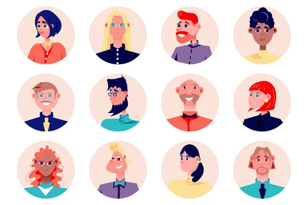 Ділові Люди Аватари Ізольовані Бізнесмен Бізнес Леді Працюють Компанії Різні — стоковий вектор