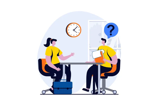 Employee Hiring Process Concept People Scene Flat Cartoon Design Woman — Stok fotoğraf