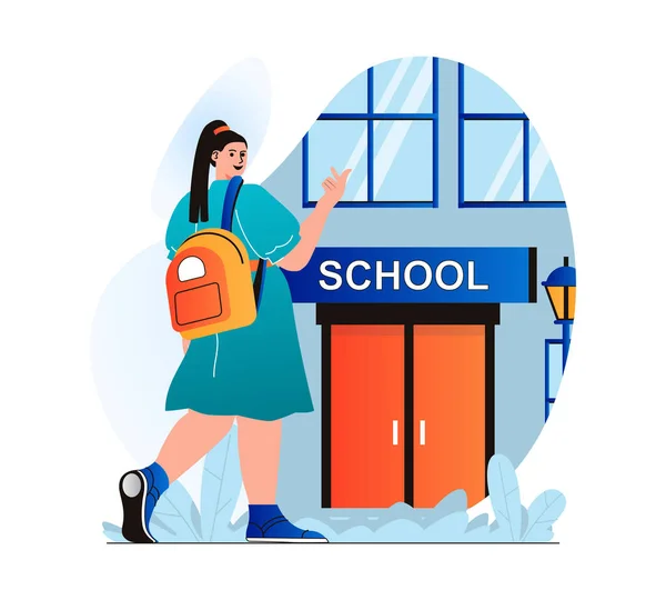 Education Concept Modern Flat Design Teenager Pupil Goes School Student —  Fotos de Stock