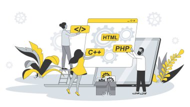 İnsanlarla takım konsepti geliştirmek. Erkek ve kadın farklı dillerde programlama yazıp test ediyor, programları optimize ediyor. Web afişi için karakter sahnesi ile illüstrasyon
