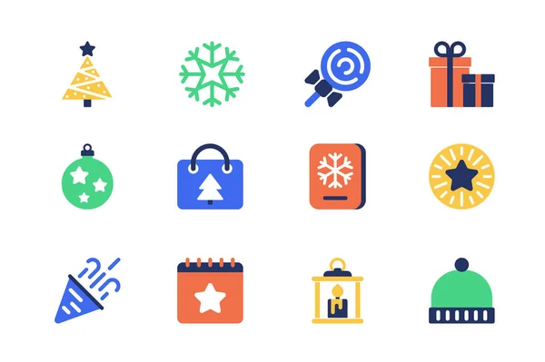 Χριστούγεννα Έννοια Του Web Icons Που Απλό Επίπεδο Σχεδιασμό Πακέτο — Διανυσματικό Αρχείο