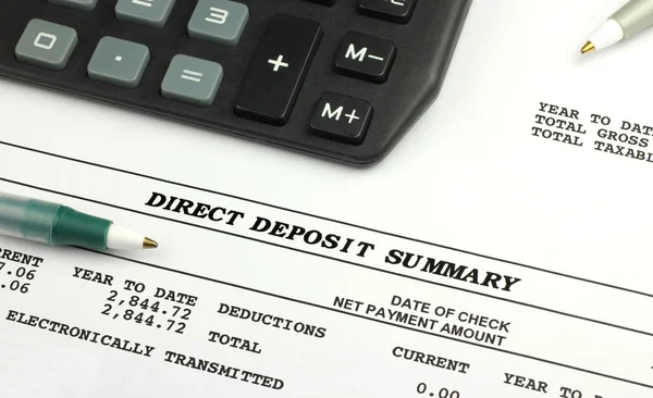 Direct Deposit Summary — Stock Photo, Image