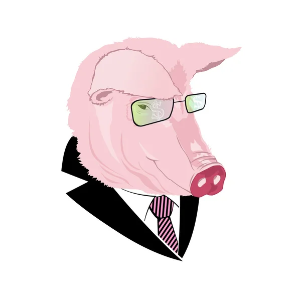 Retrato de porco de terno —  Vetores de Stock