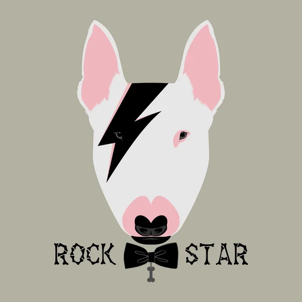 Bullterrier rockstar retrato — Vetor de Stock