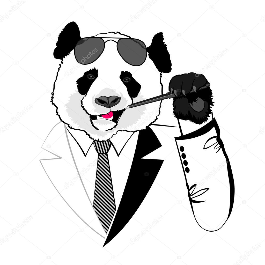 Portrait of panda in suit