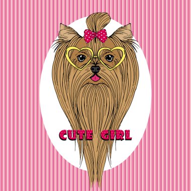 elle çizilmiş vektör moda portre yorkshire Terrier