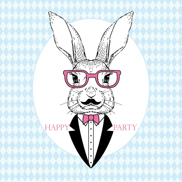 Fashion Illustration of Bunny Hipster — Stock Vector