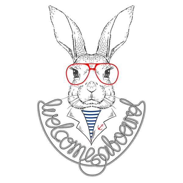 Vector Illustration of Bunny Sailor — Stock Vector