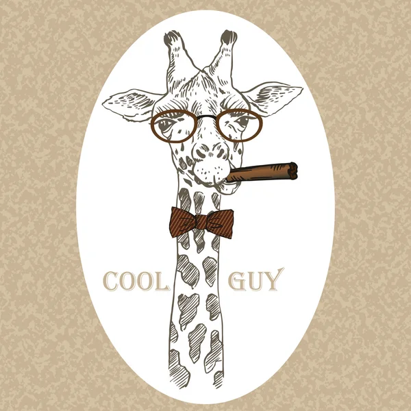 Vektorillustration der Giraffe mit Zigarre — Stockvektor