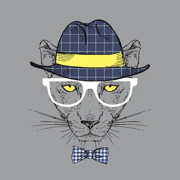 Ilustracja moda Panther, hipster styl — Wektor stockowy