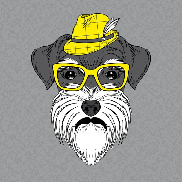 Retrato de moda vectorial dibujado a mano de Schnauzer — Archivo Imágenes Vectoriales