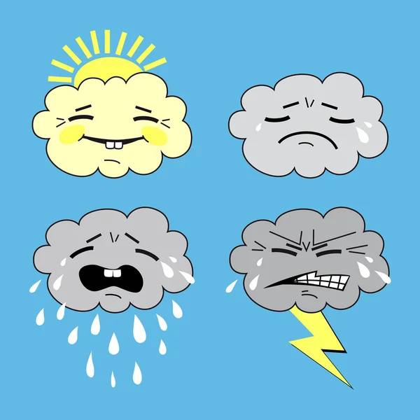 Météorologie humoristique, ensemble icône météo — Image vectorielle