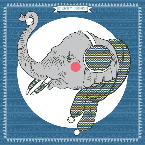 Elefant in Strickkleidung — Stockvektor