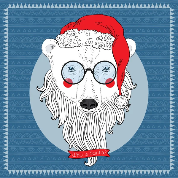 Urso polar Santa — Vetor de Stock