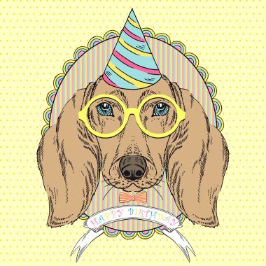 Dachshund happy birthday tebrik kartı