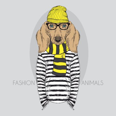 Illustration of Doggy Hipster in colors