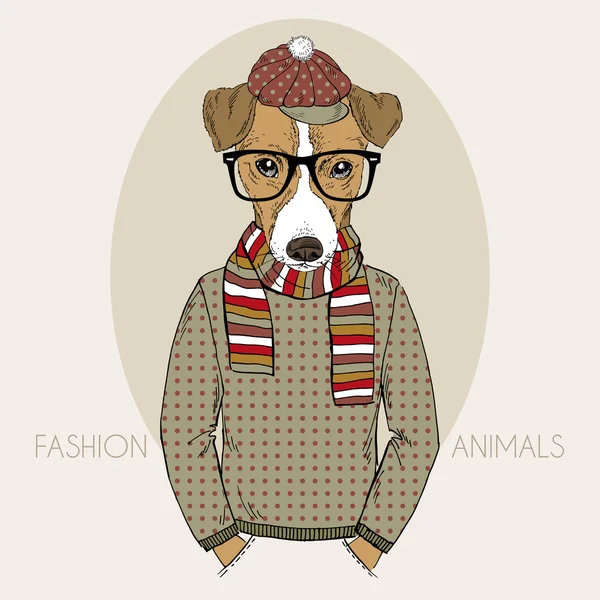 Jack Russel Terrier Hipster em cores — Vetor de Stock
