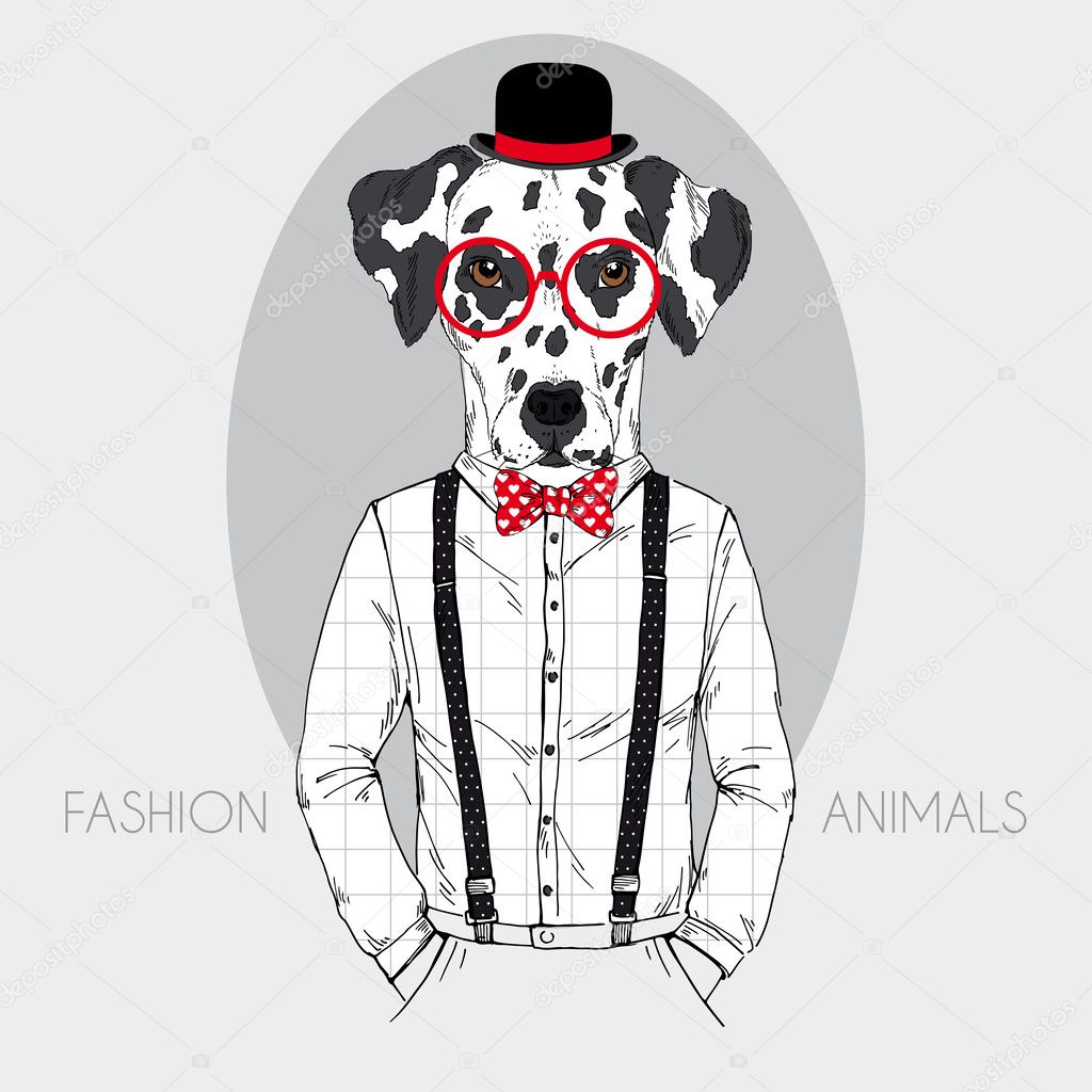 Illustration of Dalmatian Hipster in colors