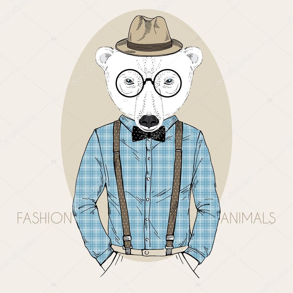 Polar Bear Hipster in colors