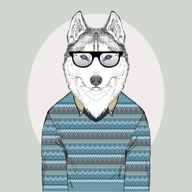 Husky hipster jakarlı kazak içinde