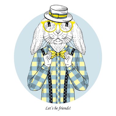 bunny hipster çizilmiş moda çizimi uzat