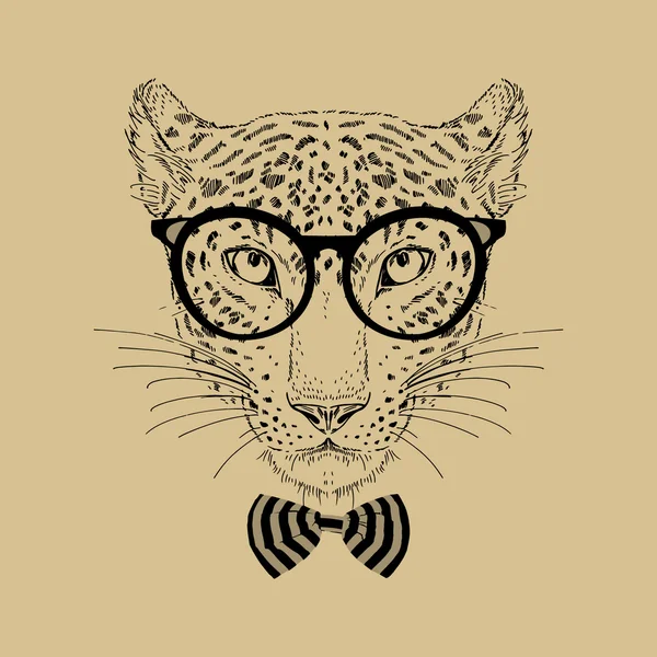 Leopardo Hipster — Archivo Imágenes Vectoriales