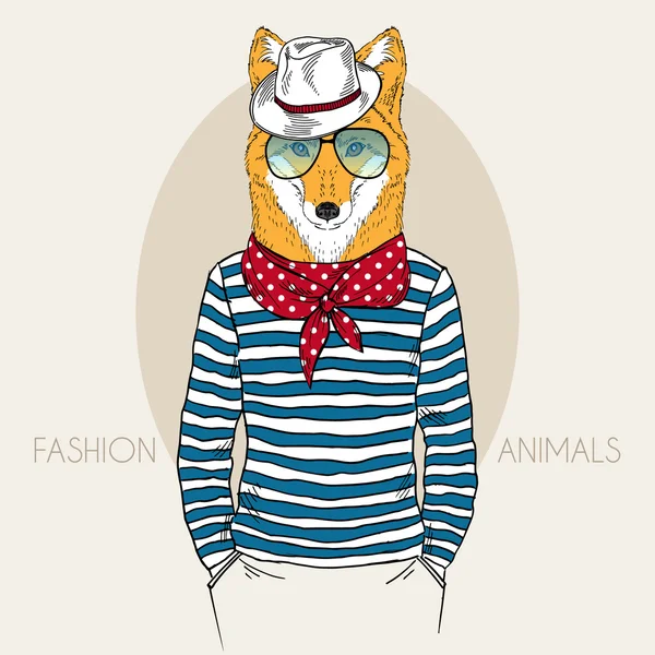 Fox Hipster in colors — Stock Vector