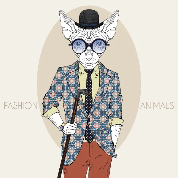 Hipster Esfinge en colores — Vector de stock