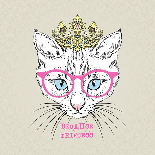 Kedi kız Prenses portresi Telifsiz Stok Illüstrasyonlar