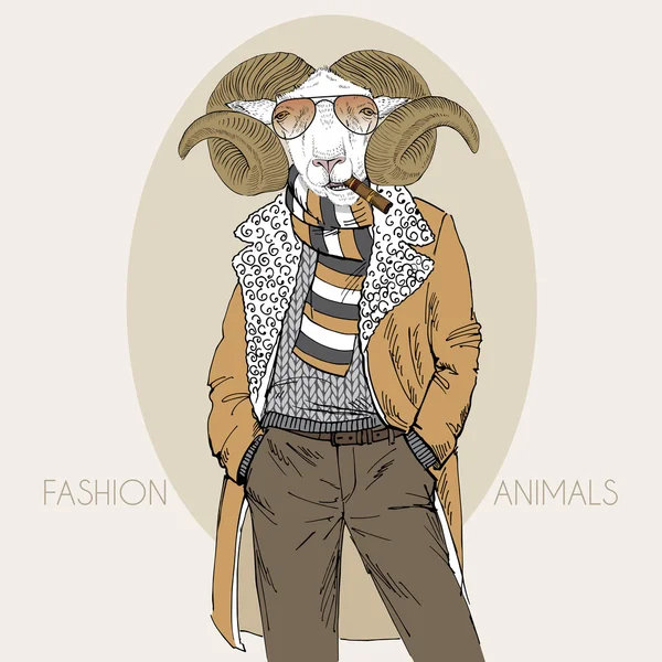 Giydirmek yukarıya koyun eti fashion Illustration el çekilmiş — Stok Vektör