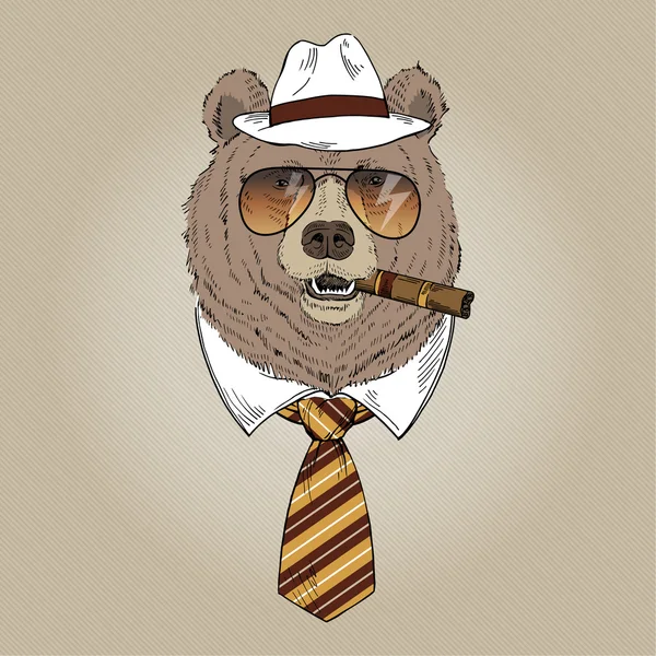 Retrato de oso de lujo — Vector de stock