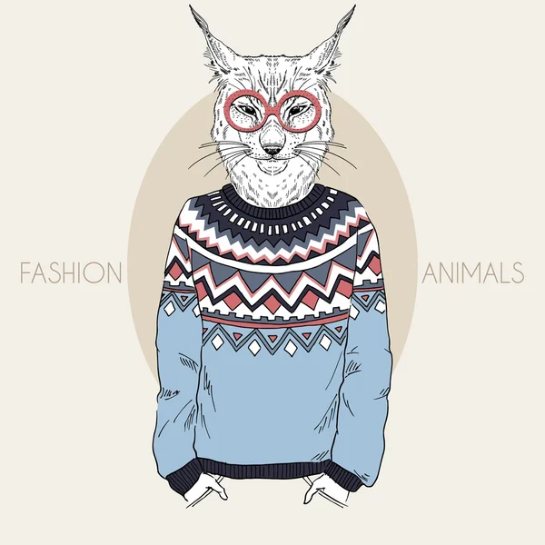 Verkleed lynx hipster in kleuren — Stockvector