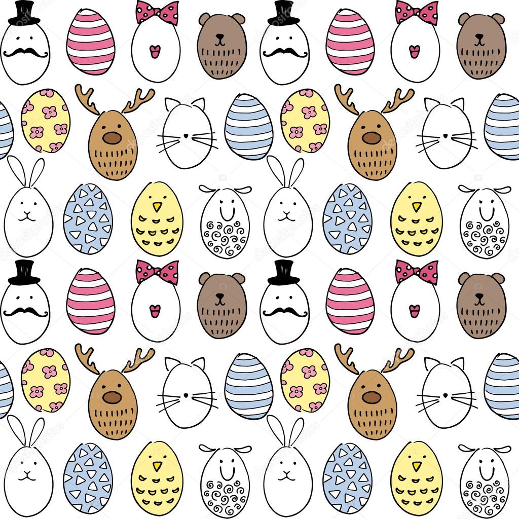 Easter animal icons eggs