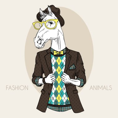 at hipster renkli çizimi