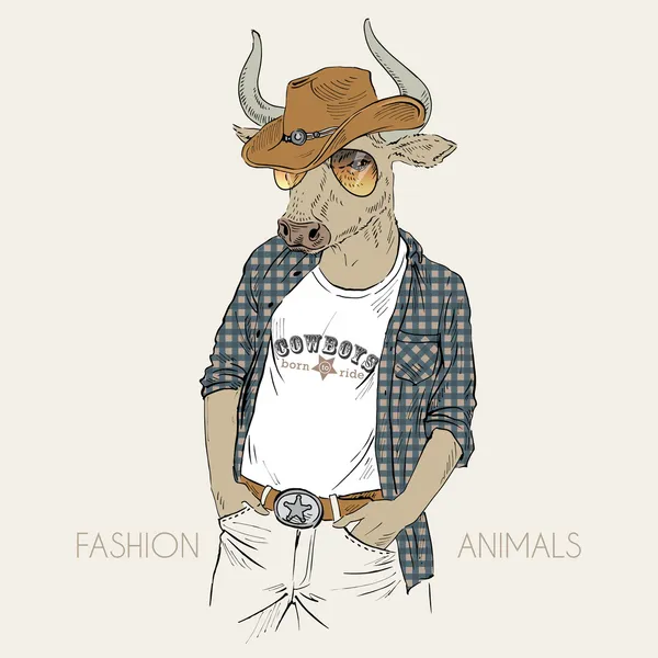 Cow-boy taureau — Image vectorielle