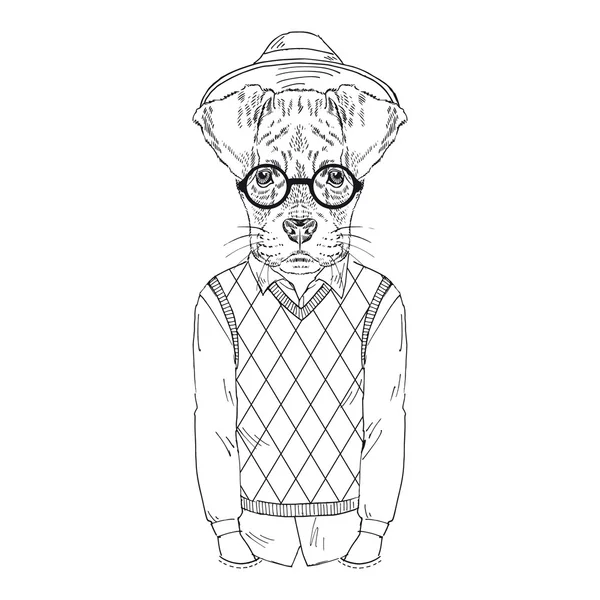 Conception anthropomorphe du boxeur hipster — Image vectorielle