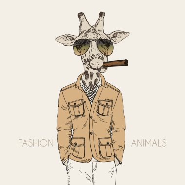 zürafa Fashion Illustration giyinmiş