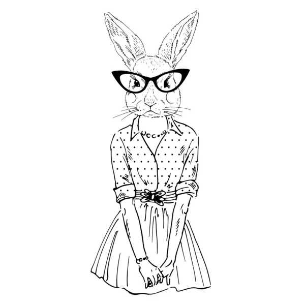 Dressed up bunny girl hipster — Stock Vector