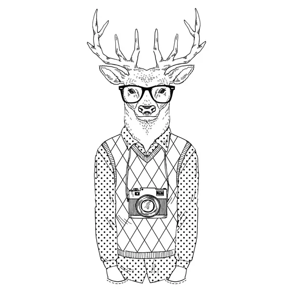 Verkleideter Hirsch-Hipster — Stockvektor