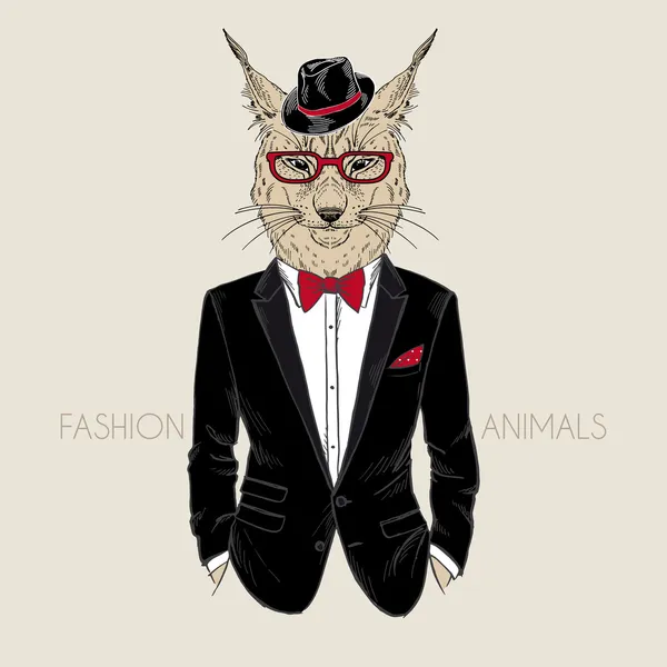 Dressed up lynx — Stock Vector