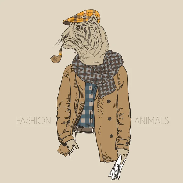 Vestido até tigre — Vetor de Stock