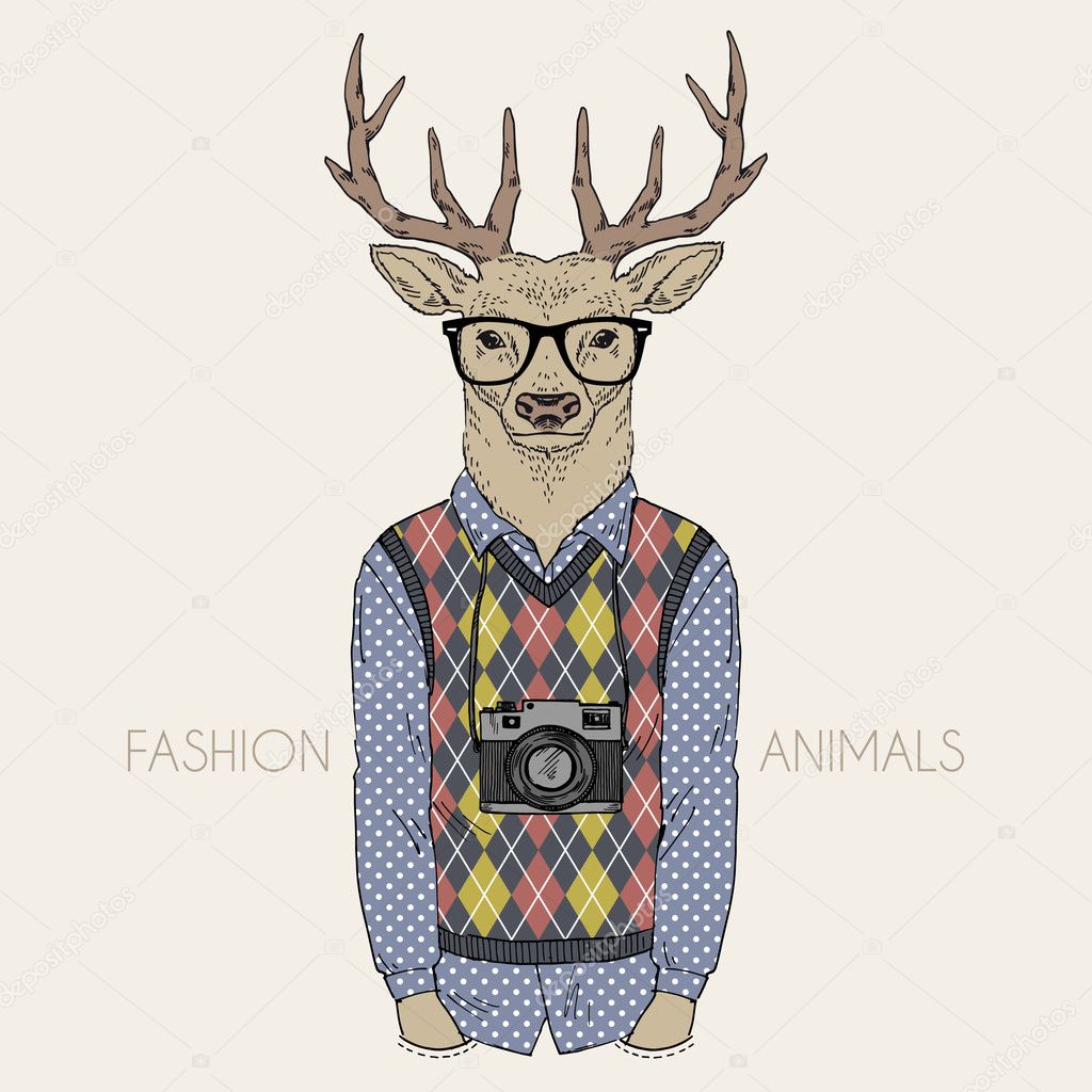 dressed up deer hipster