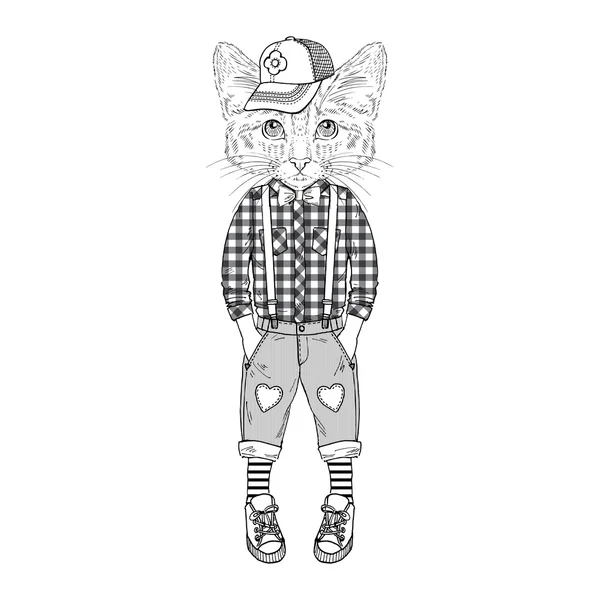 Enfant garçon chat — Image vectorielle