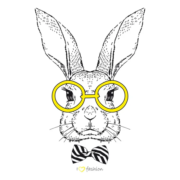 Lapin de mode dessiné à la main — Image vectorielle