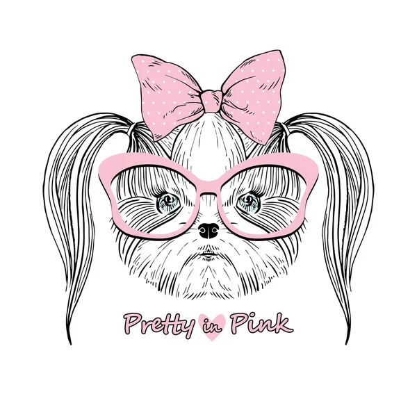 Shih tzu doggy flicka — Stock vektor